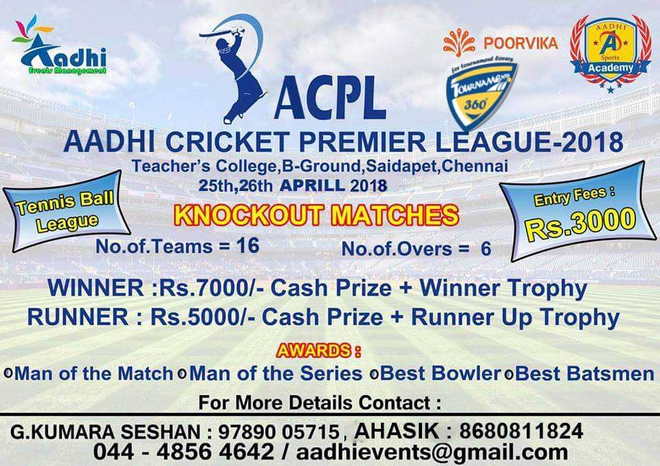 Aadhi Cricket Premier League 2018