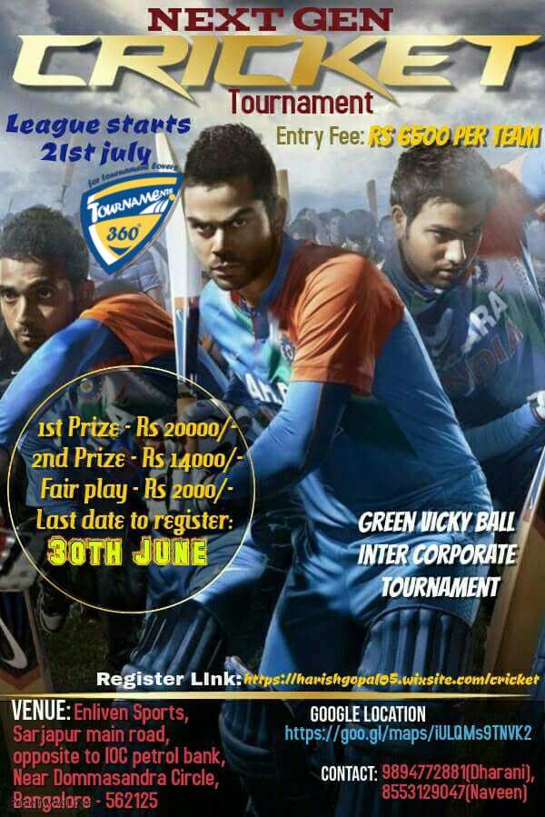 Next Gen Cricket Tournament in Bangalore