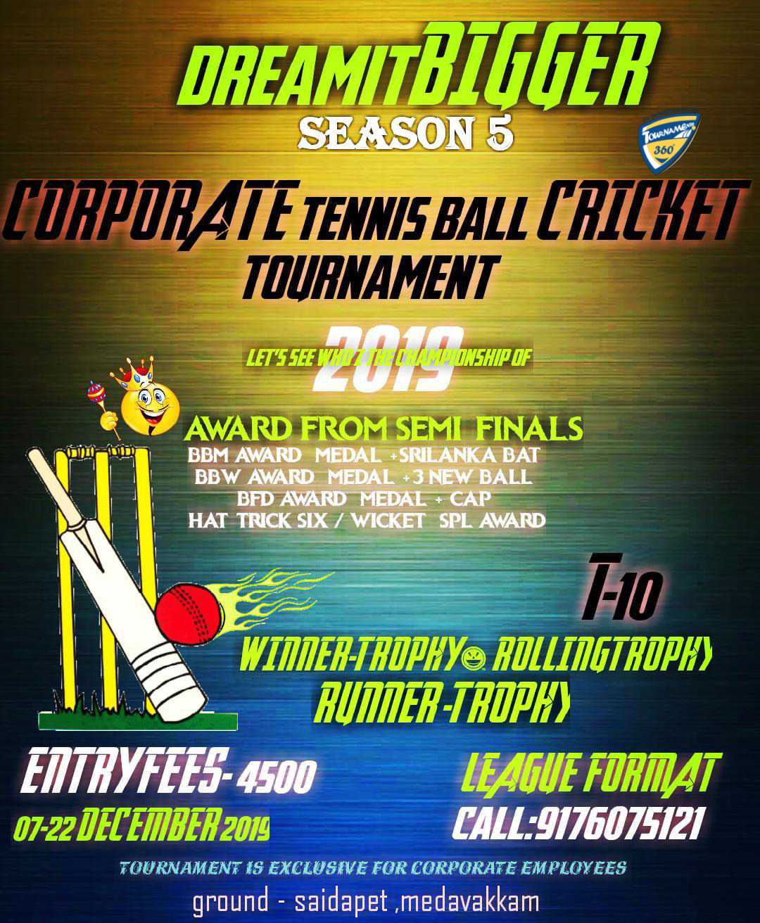 Corporate Tennis Ball Cricket Tournament