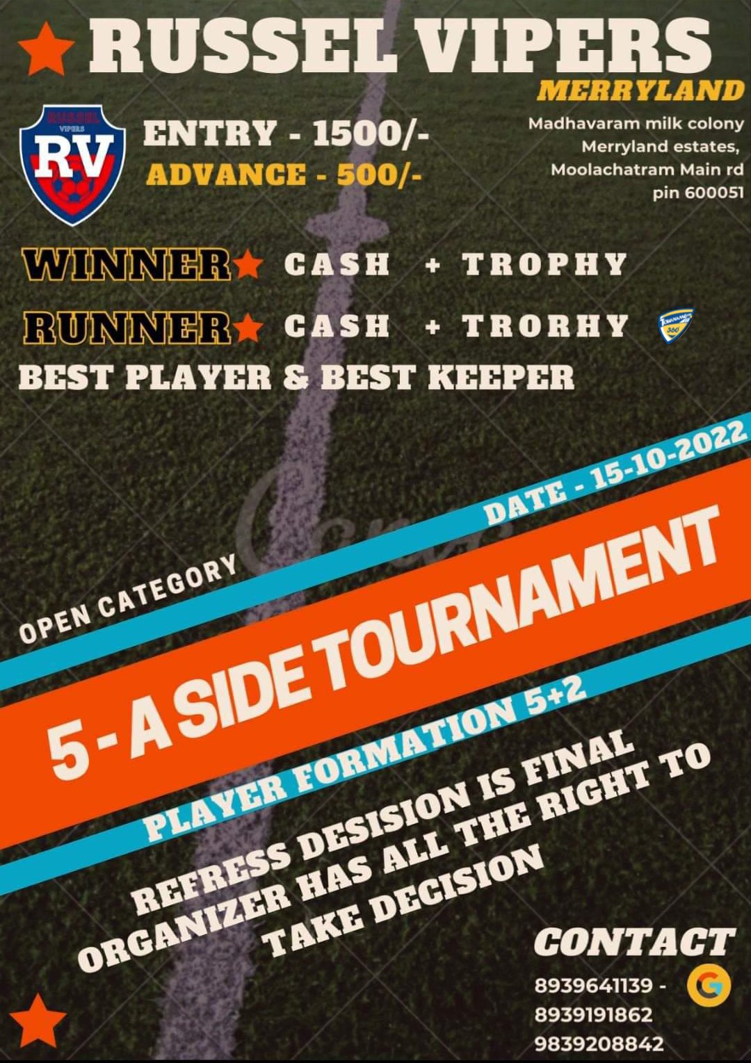 Open Category 5 Aside Football Tournament