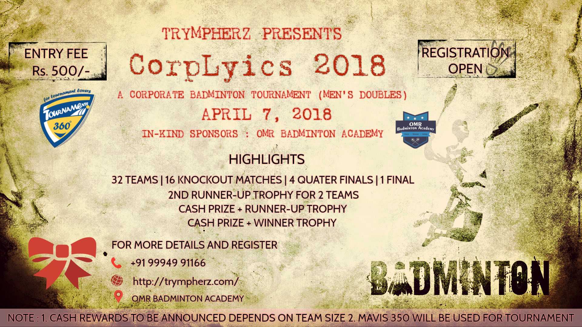 Corplyics 2018 Corporate Badminton Tournament