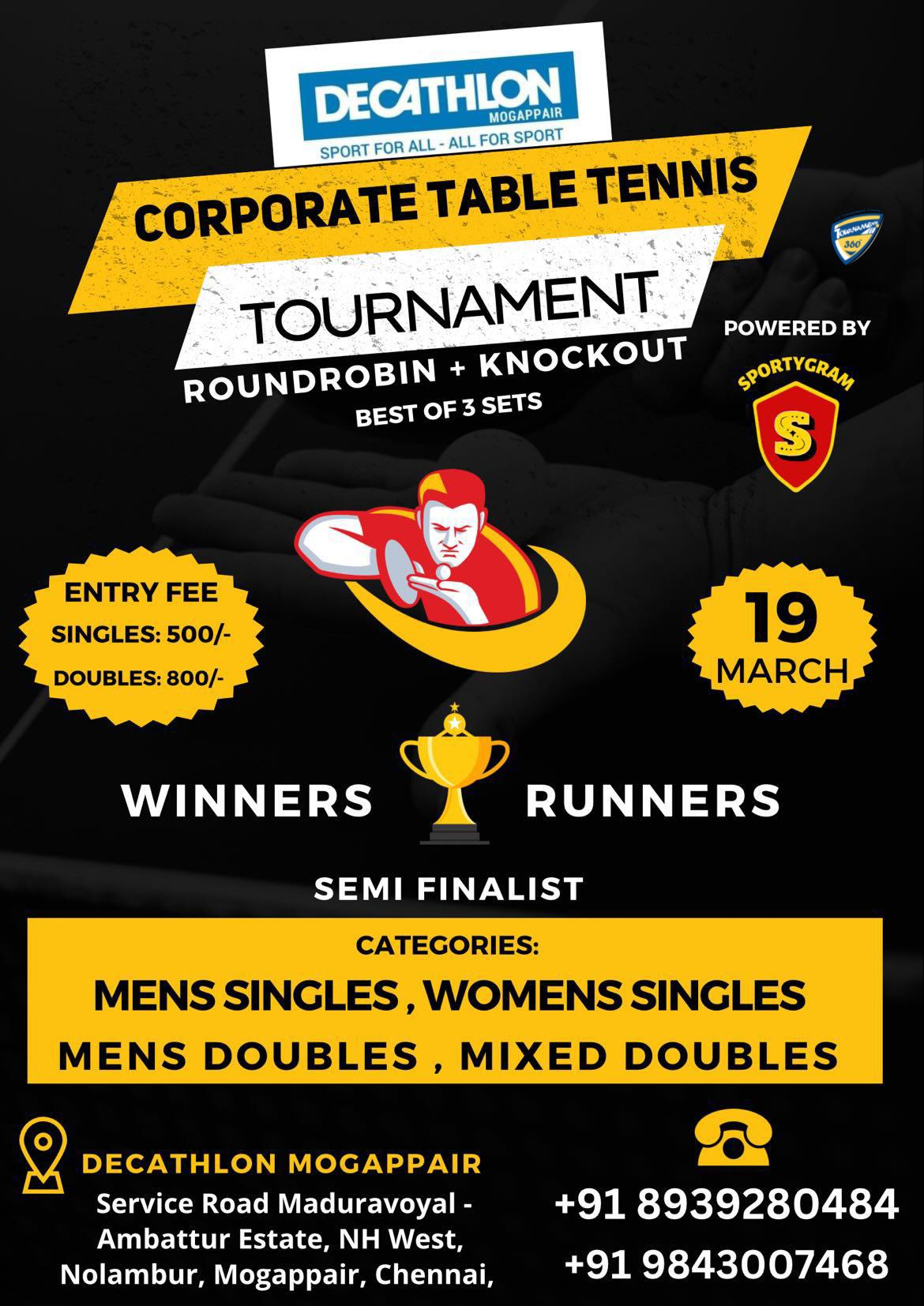 Corporate Table Tennis Tournament in Chennai