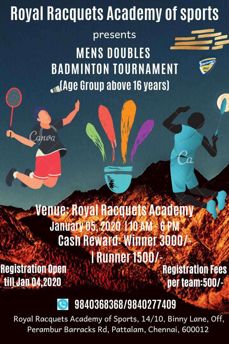 Mens Doubles Badminton Tournament 2020