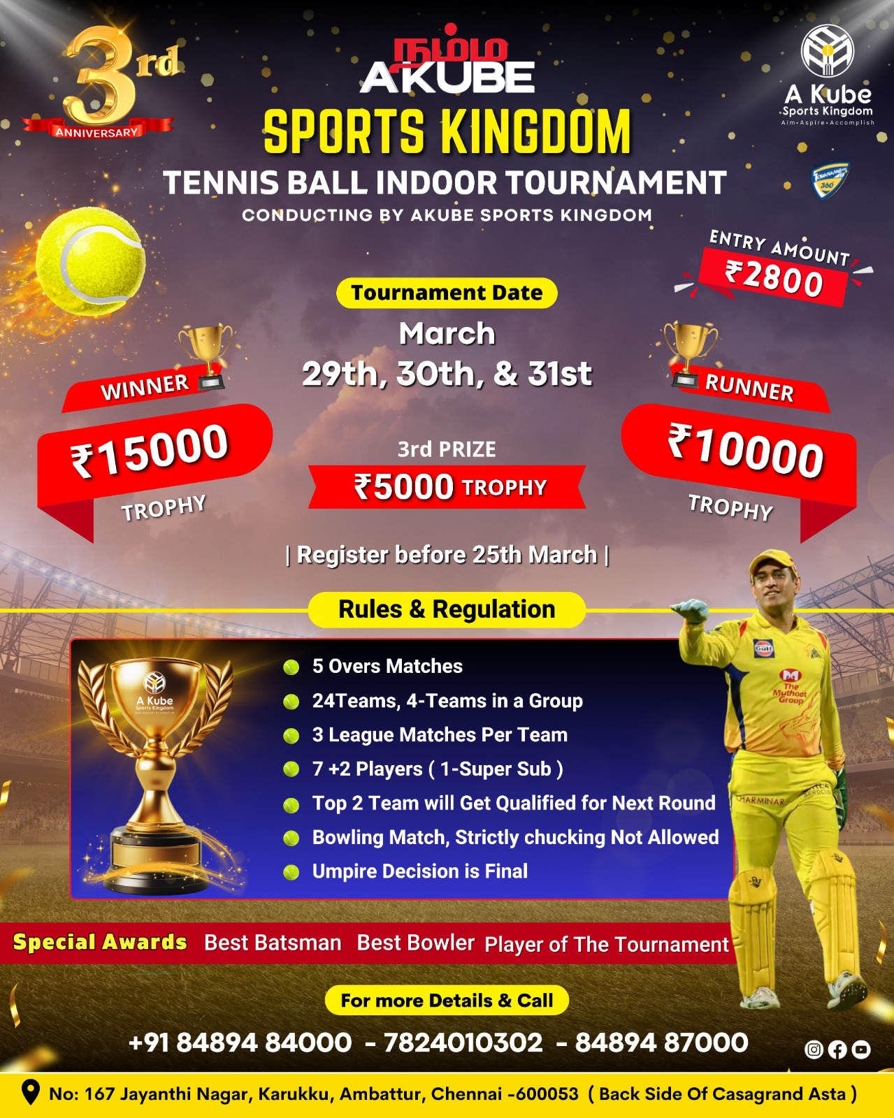 Tennis Ball Indoor Cricket Tournament