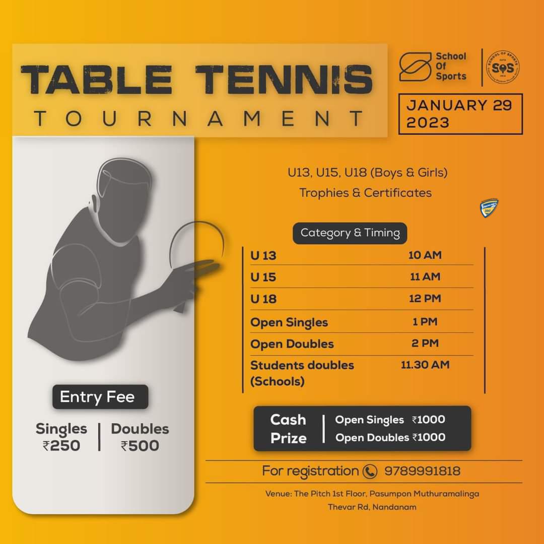 Table Tennis Tournament in Chennai