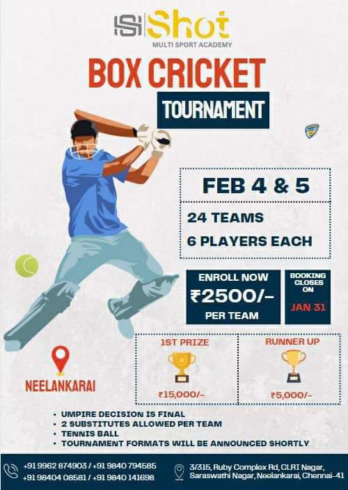Box Cricket Tournament in Chennai