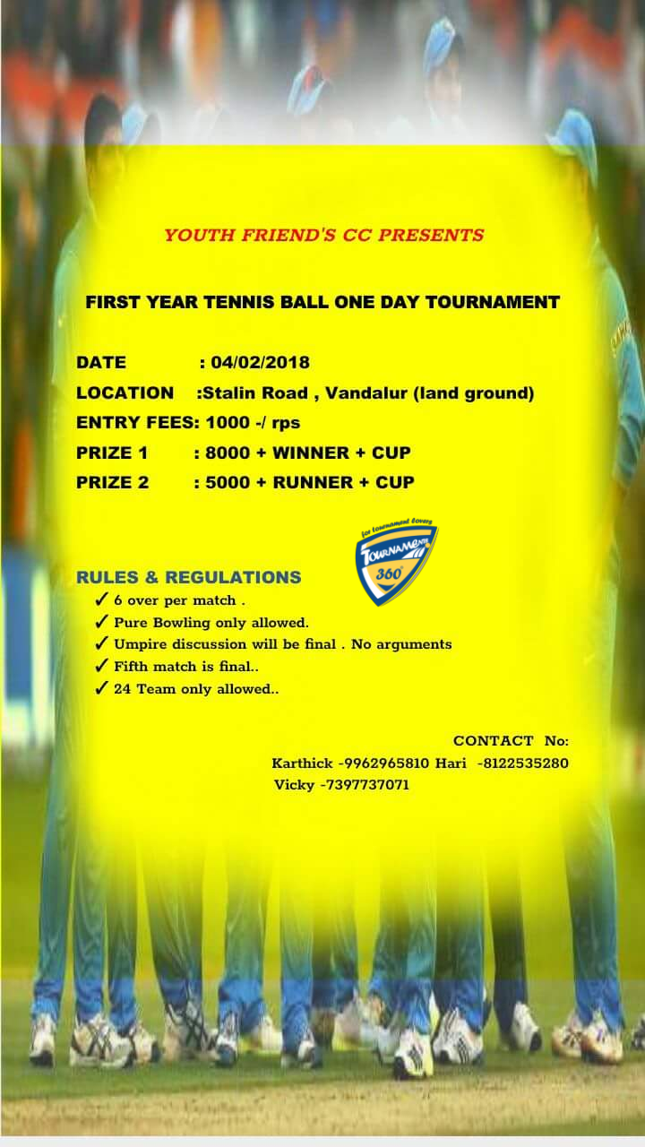 Youth Friend's CC Tennis Ball Cricket Tournament