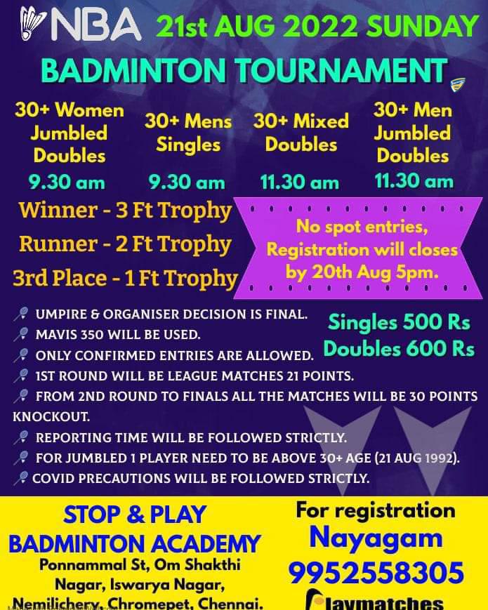 Badminton Tournament in Chennai