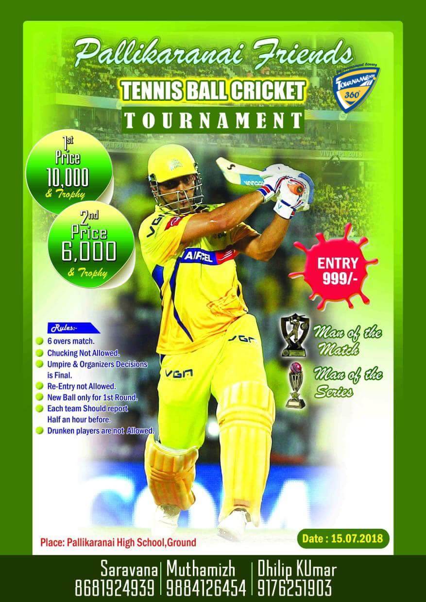 Tennis Ball Cricket Tournament in Chennai 2018