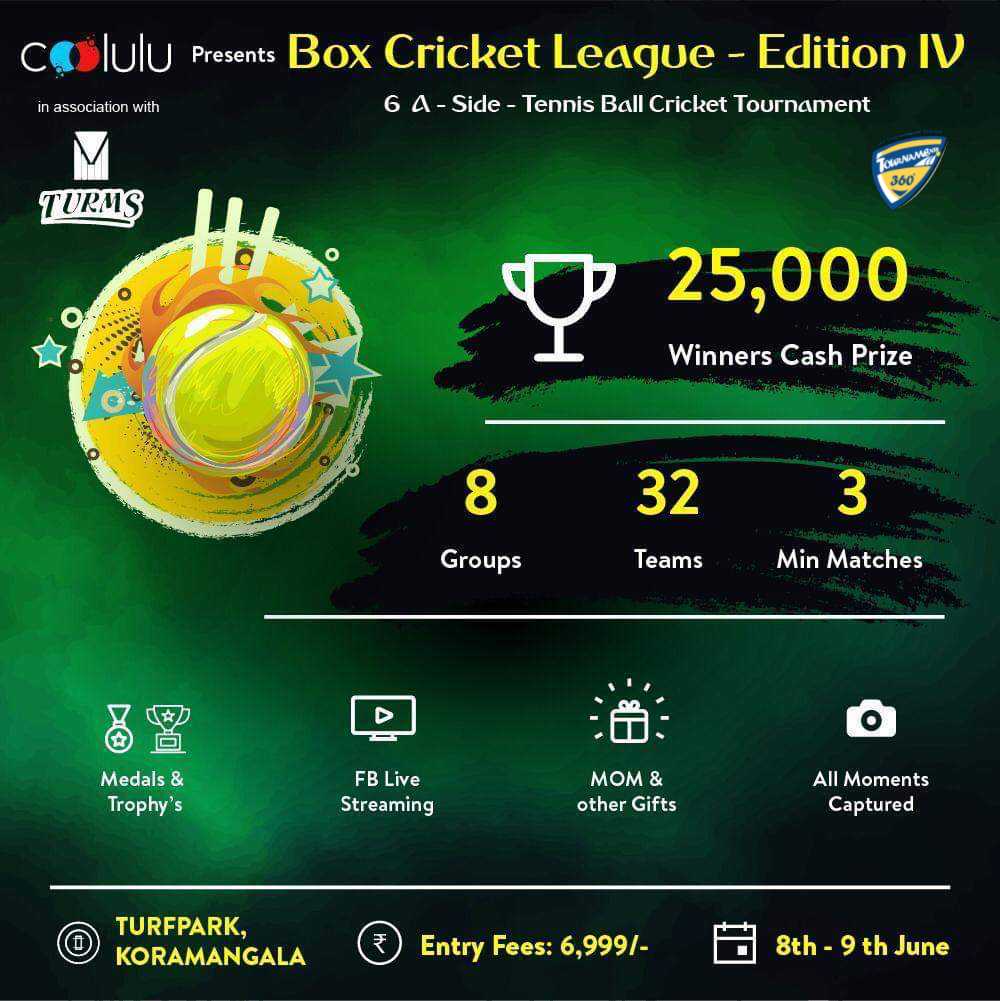 6 A Side Tennis Ball Cricket Tournament