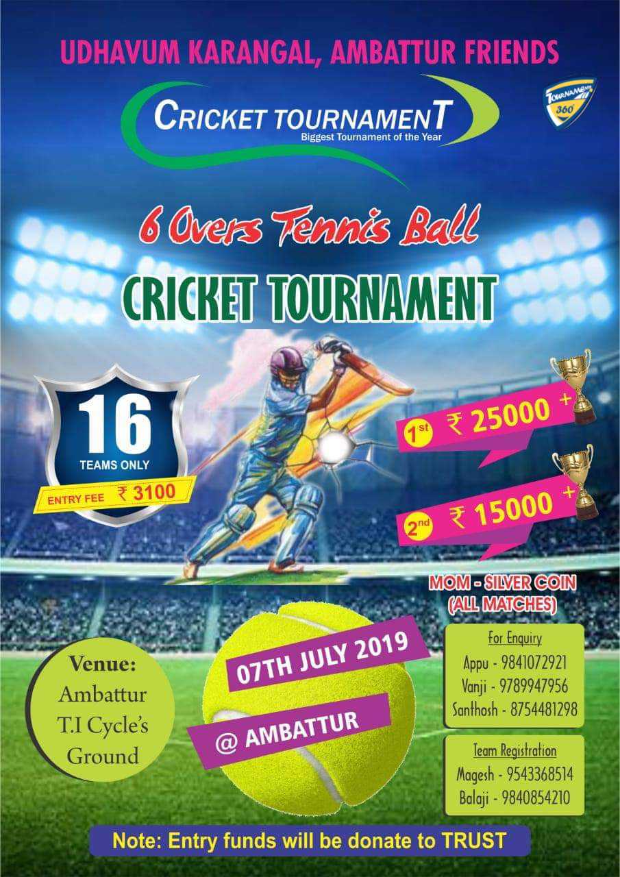 6 Overs Tennis Ball Cricket Tournament