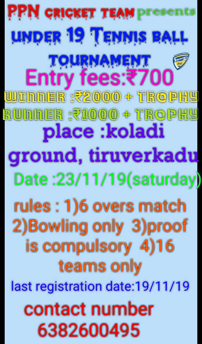 Under 19 Tennis Ball Cricket Tournament