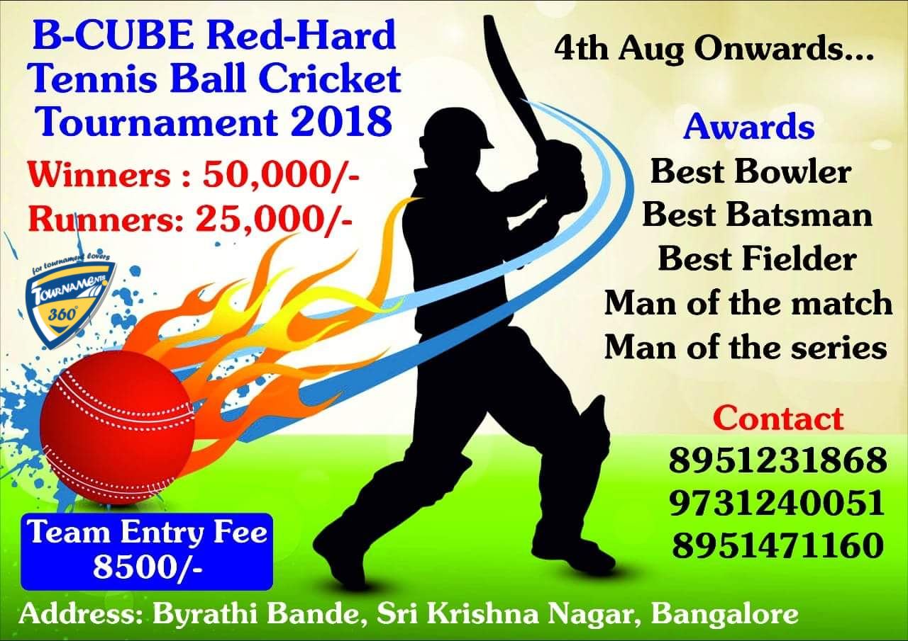 B Cube Tennis Ball Cricket Tournament 2018