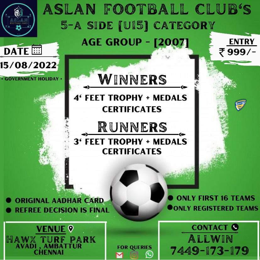 5 Aside Under 15 Category Football Tournament