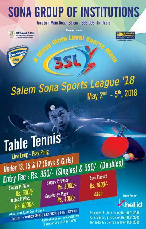 Salem Sona Sports League 2018 - Table Tennis