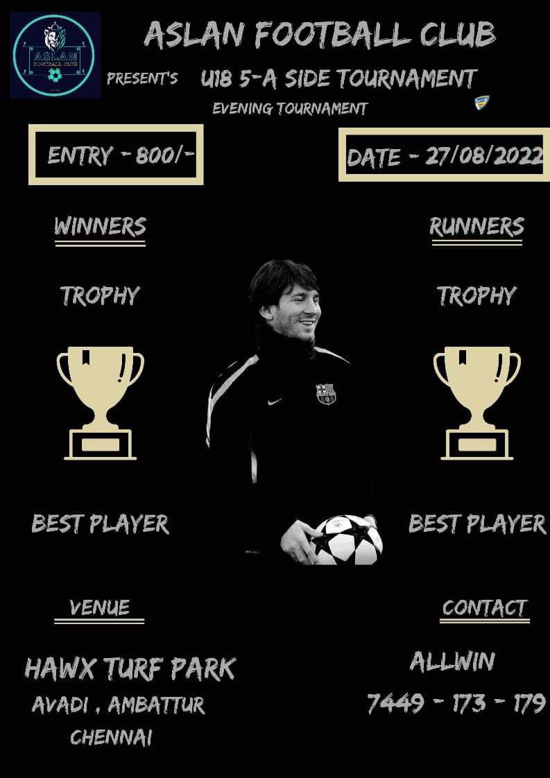 Aslan FC presents 5 Aside Football Tournament