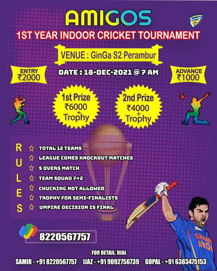 Amigos 1st Year Indoor Cricket Tournament