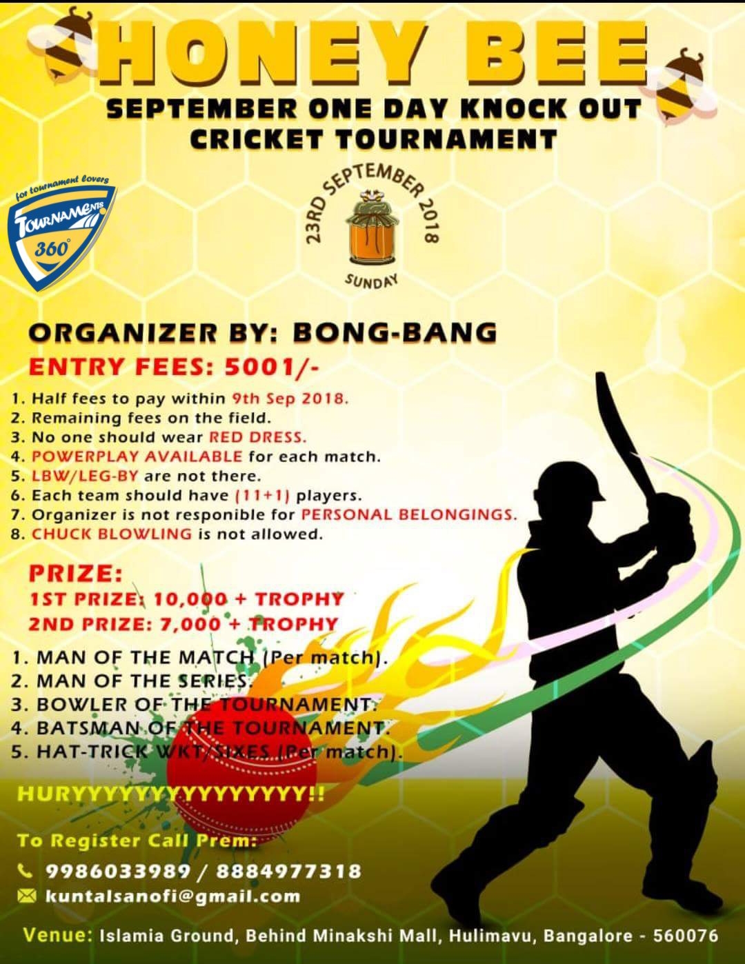 Honey Bee One Day Knock Out Cricket Tournament