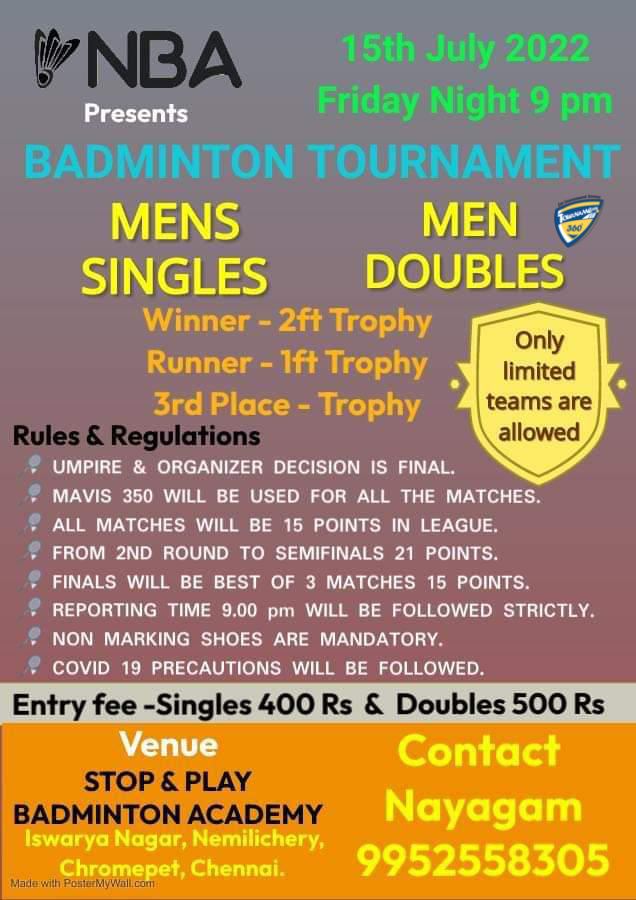 Mens Open Badminton Tournament