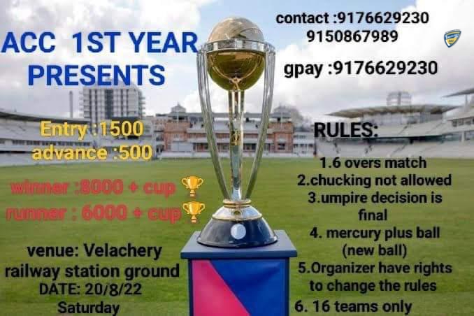 ACC presents 1st Year Tennis Ball Cricket Tournament