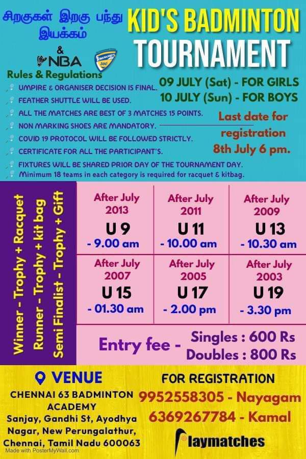 Kid's Badminton Tournament in Chennai