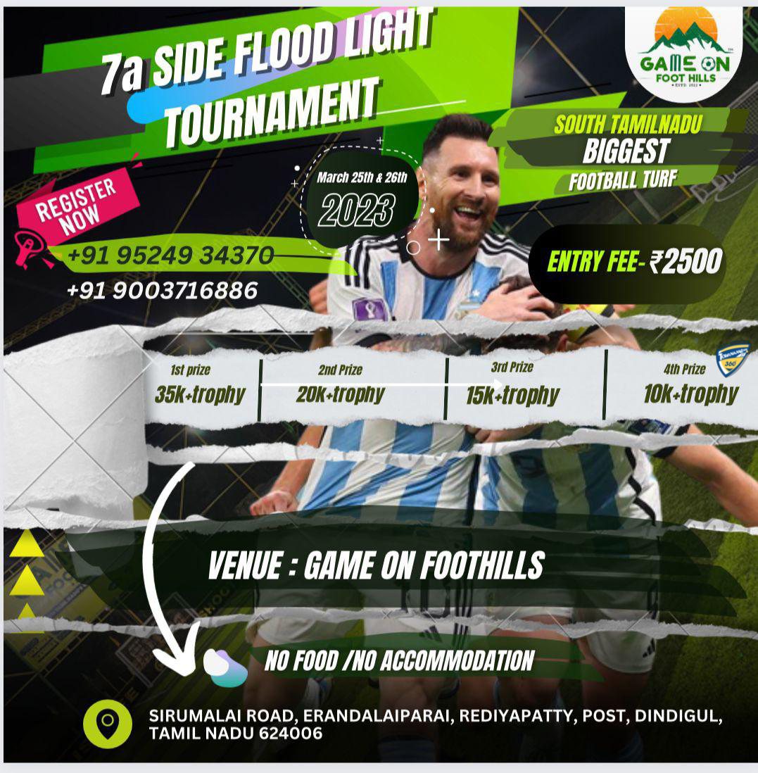 7A Side Floodlight Football Tournament in Dindigul