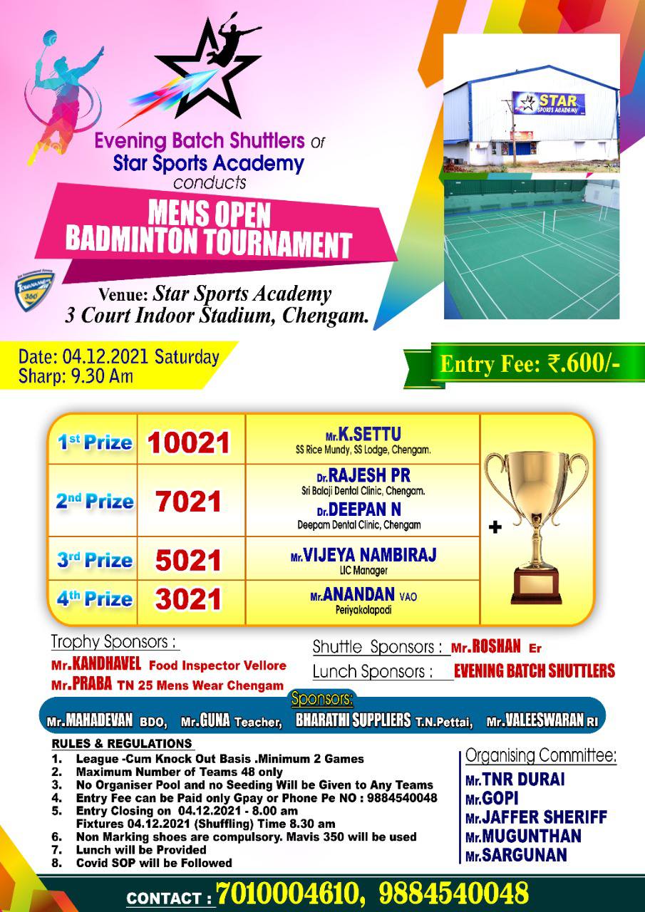 Mens Open Badminton Tournament